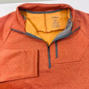 L.L. Bean Burnt Orange 1/4 Zip Pullover Sweater Lightweight Men's Sz Large